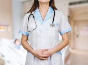 A person sitting arms crossed in front that exemplifies lead generation in healthcare