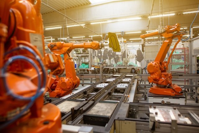 An assembly line in an automotive factory showing the need for automotive lead generation